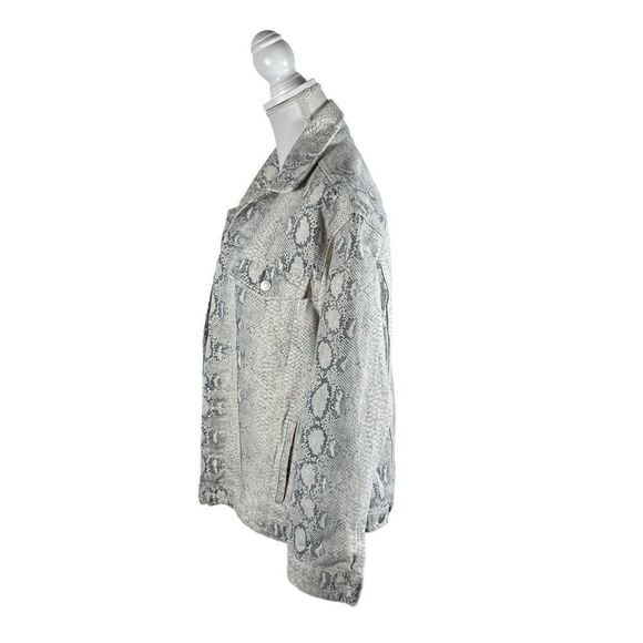Anthropologie Free People Snake Print Denim Trucker Jacket - Picture 6 of 9